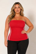 Plus Size Varsity Muse Tube Top - Red
