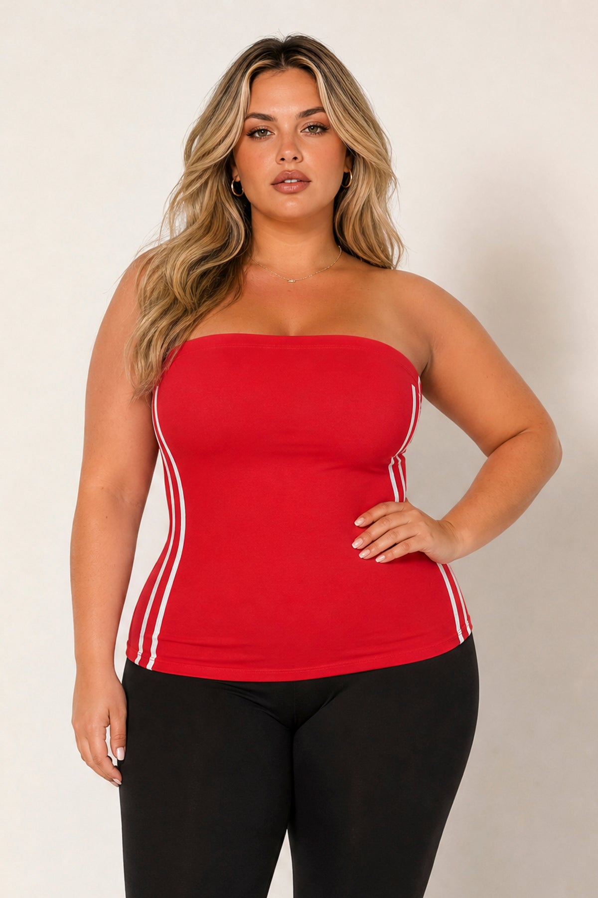 Plus Size Varsity Muse Tube Top - Red