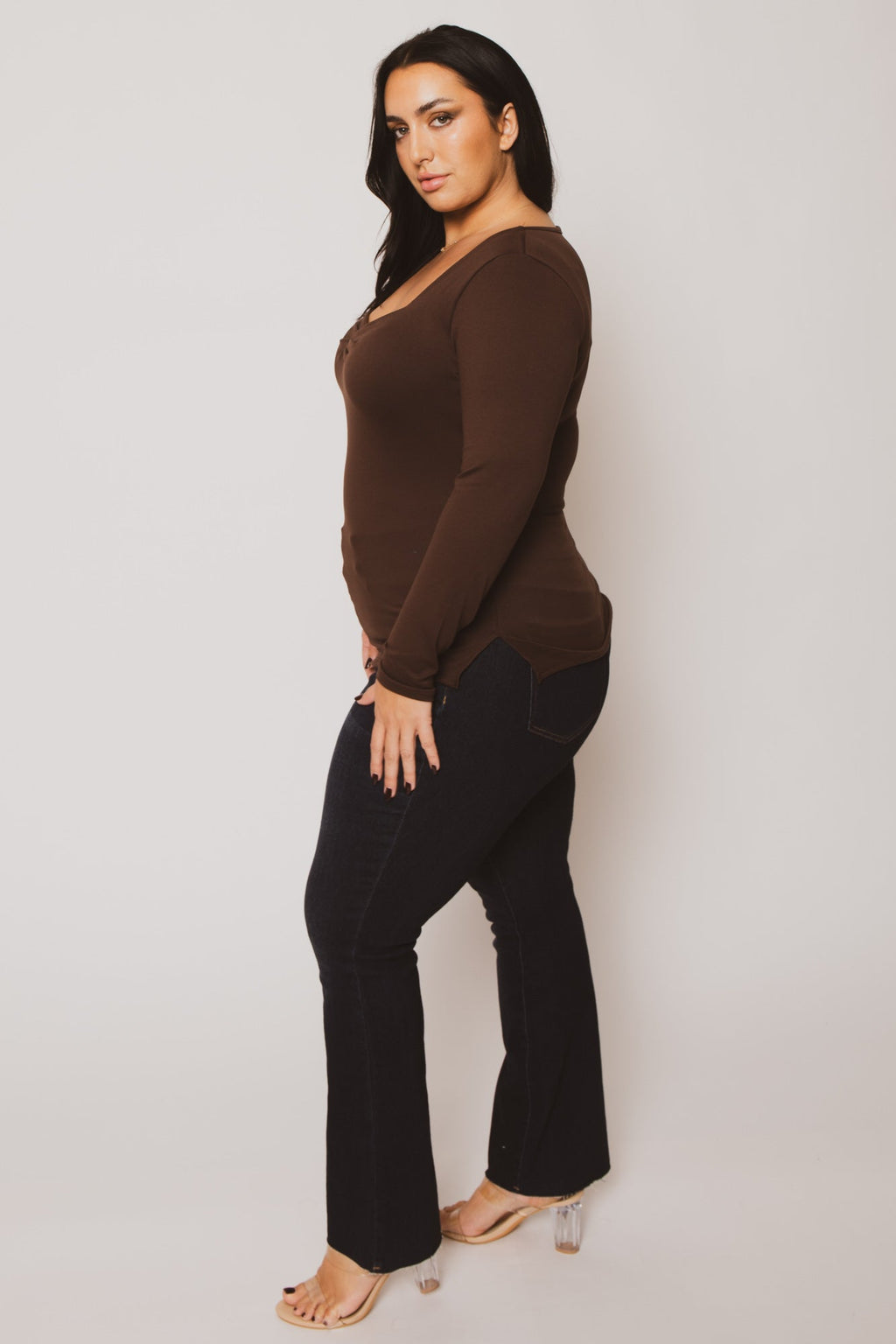 Plus Size Vienna Cinch Top  - Brown