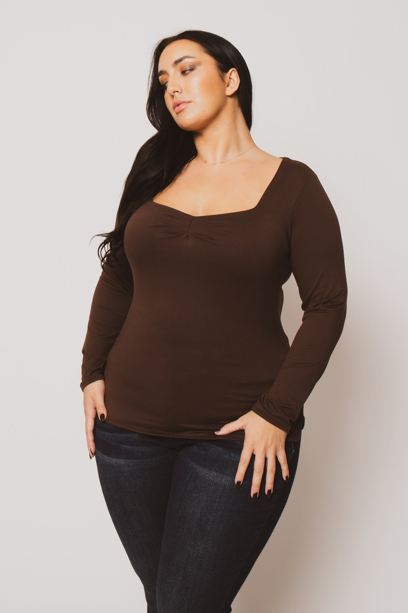 Plus Size Vienna Cinch Top  - Brown