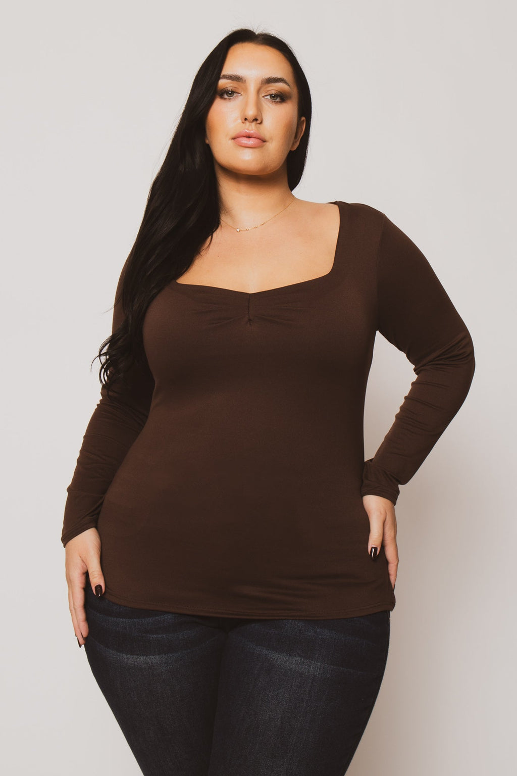 Plus Size Vienna Cinch Top  - Brown