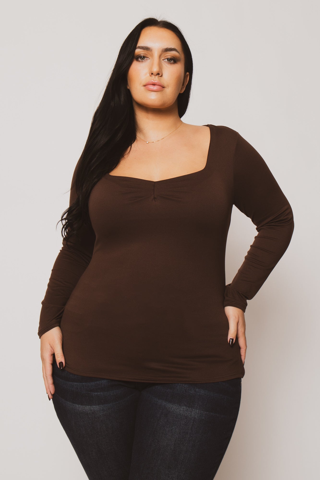 Plus Size Vienna Cinch Top  - Brown