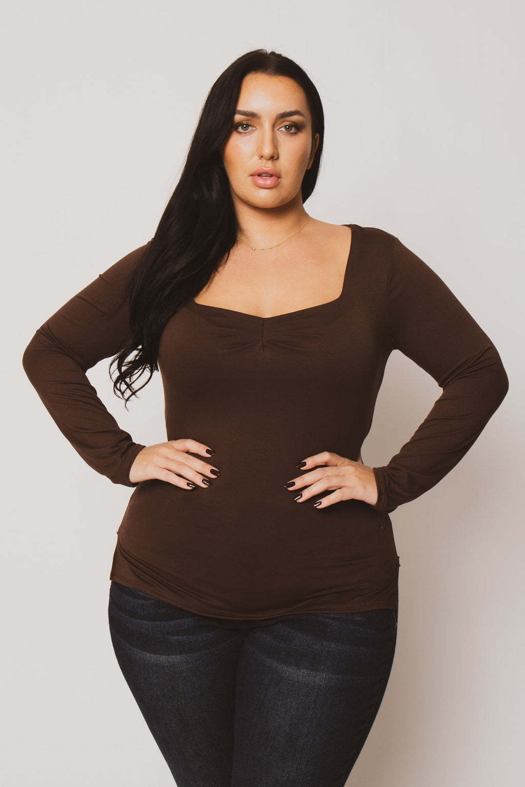 Plus Size Vienna Cinch Top  - Brown