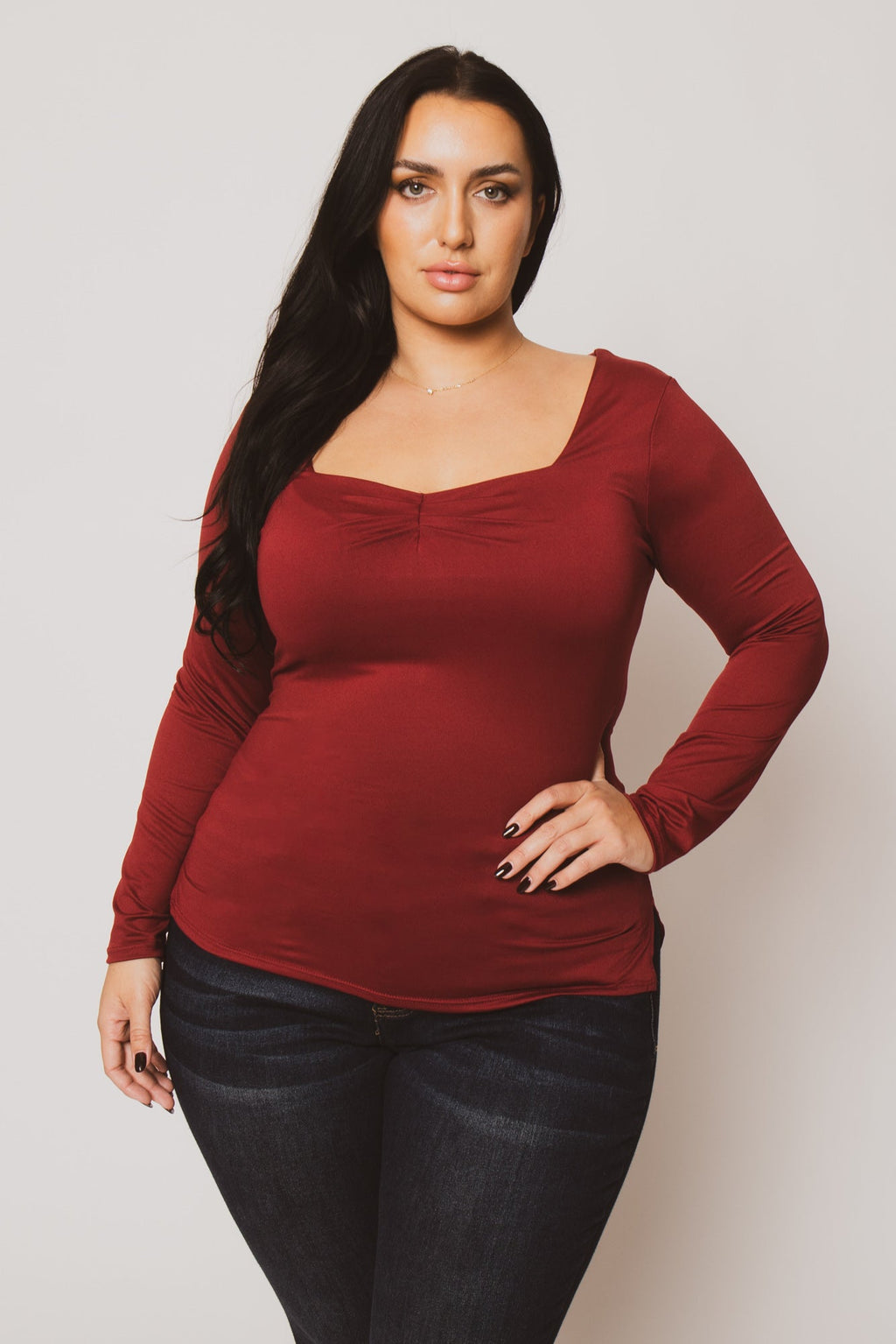 Plus Size Vienna Cinch Top  - Burgundy