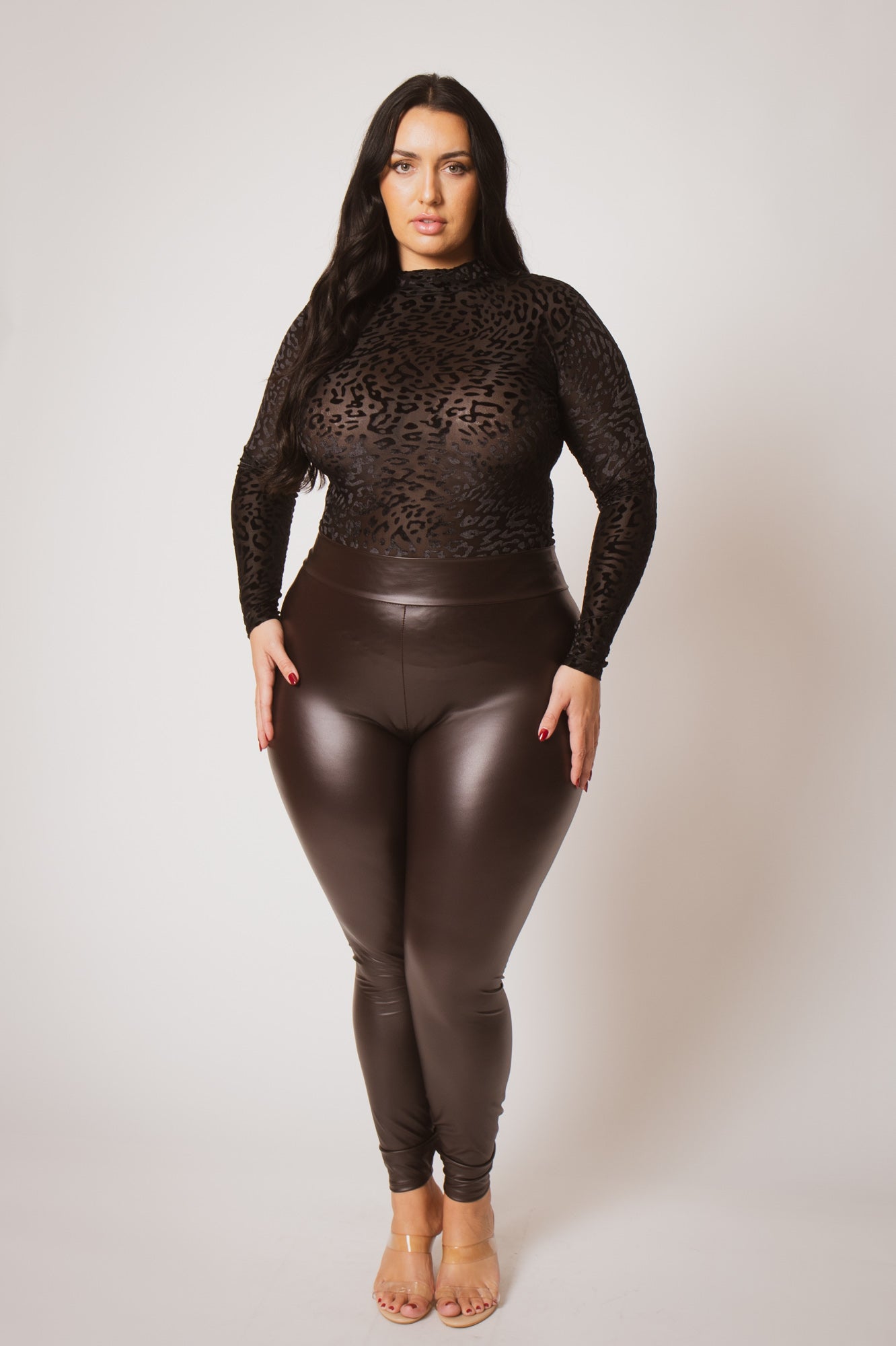 Plus Size Wild Velvet Mesh Bodysuit - Black